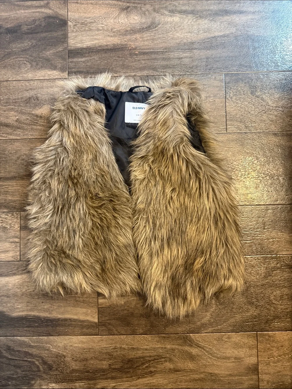 Old Navy Girls Brown Faux Fur Vest with Black Lining